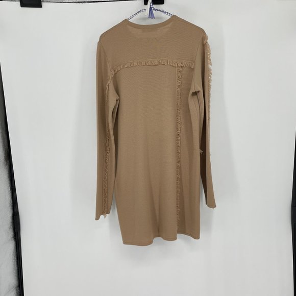 MSGM Tan Wool long sleeve fringe sweater dress - Picture 10 of 14